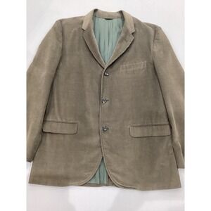 HIS Corduroy Blazer Tan 3 Button Classic Fit Mens M Olive Green Preppy Scholar